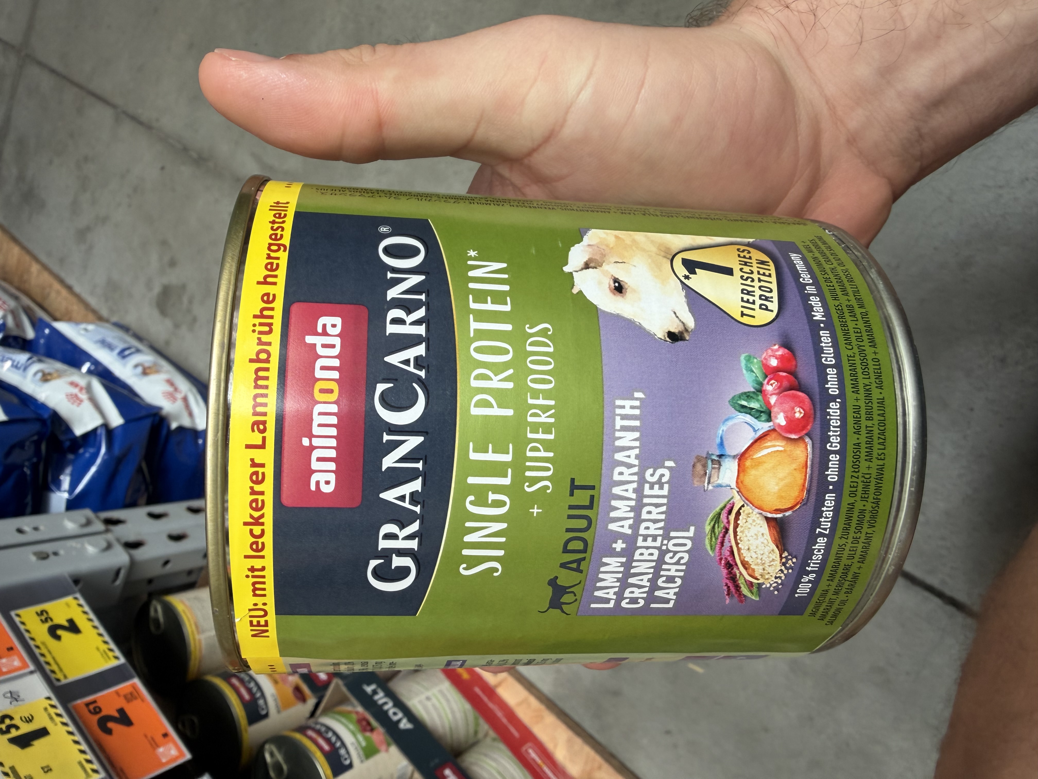 animonda GranCarno Single Protein + Superfoods Adult Lamm + Amaranth, Cranberries, Lachsöl