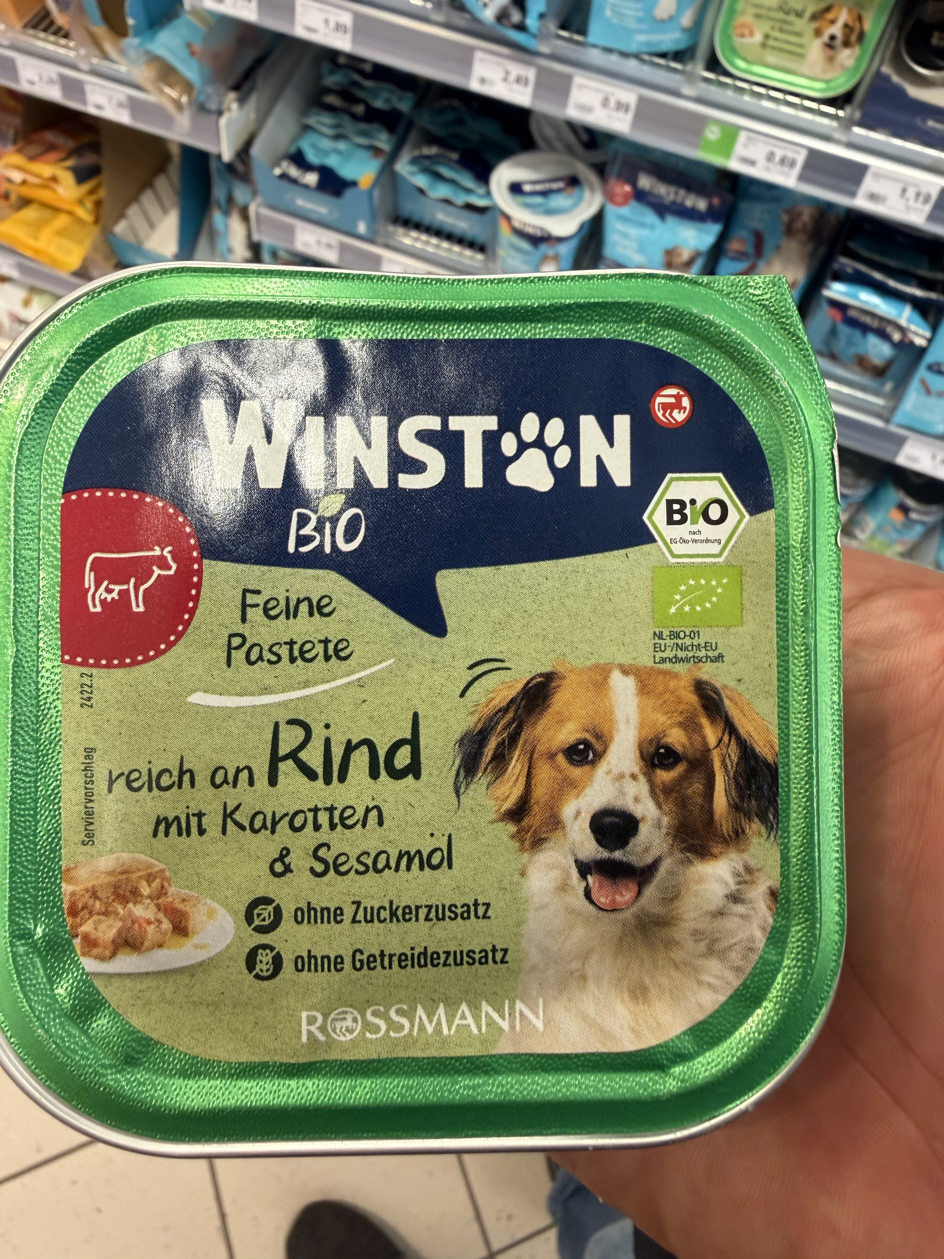 Winston Winston Bio Feine Pastete reich an Rind mit Karotten & Sesamöl