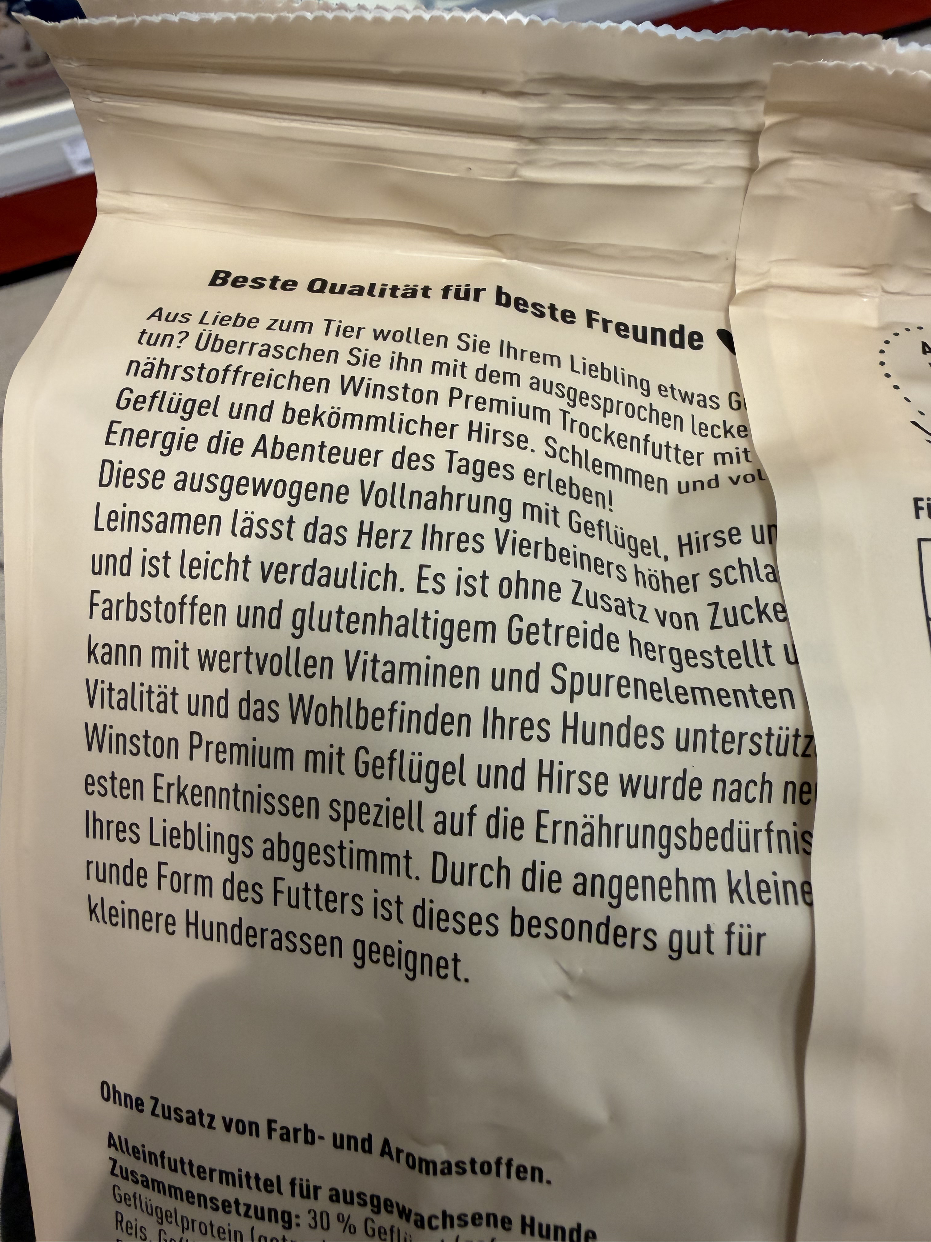 Winston Premium Trockenfutter für kleine Hunde mit Geflügel & Hirse – Ansicht 4